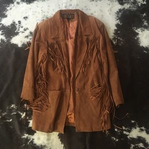 Vintage leather fringe jacket size S